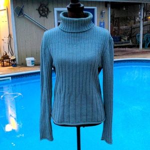 Sonoma Lifestyle Wide Ribbed Sage Green Turtleneck Sweater